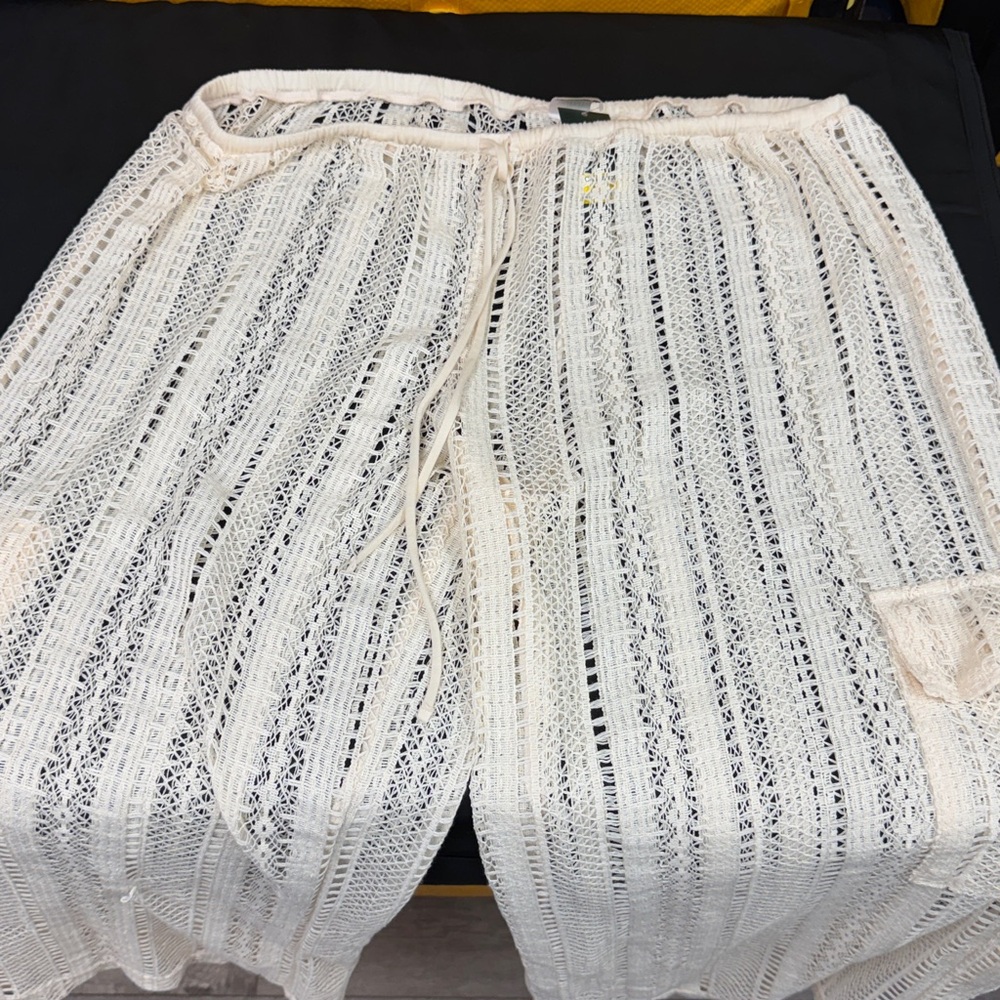 Wild Fable size XL BEACH swim cover up pants Cream Crochet pants size 16 new